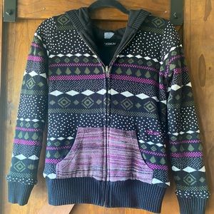 Vintage Volcom Reversible Zip-Up Sweatshirt Jacket with Hood, Women’s Medium